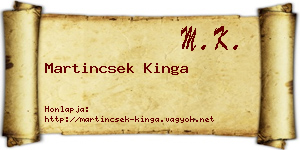 Martincsek Kinga névjegykártya